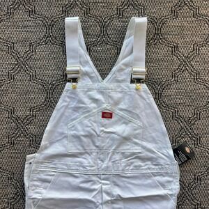 Dickies Overalls Mens 36x32 White Cotton Utility Workwear Painter Bib 83297W NWT